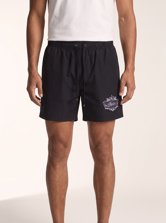 MODEL·AMIRI — Logo Patch Swim Shorts - Black