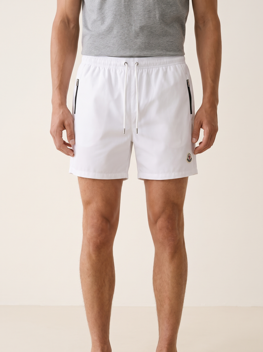 MODEL·MONCLER — Logo Swim Shorts - White
