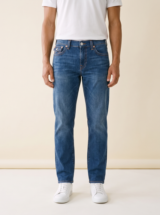 MODEL·TRUE RELIGION — Tiger Embroidered Denim