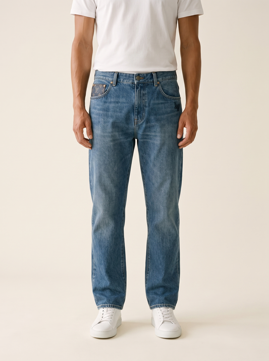 MODEL·LOUIS VUITTON — Monogram Detail Denim — Blue