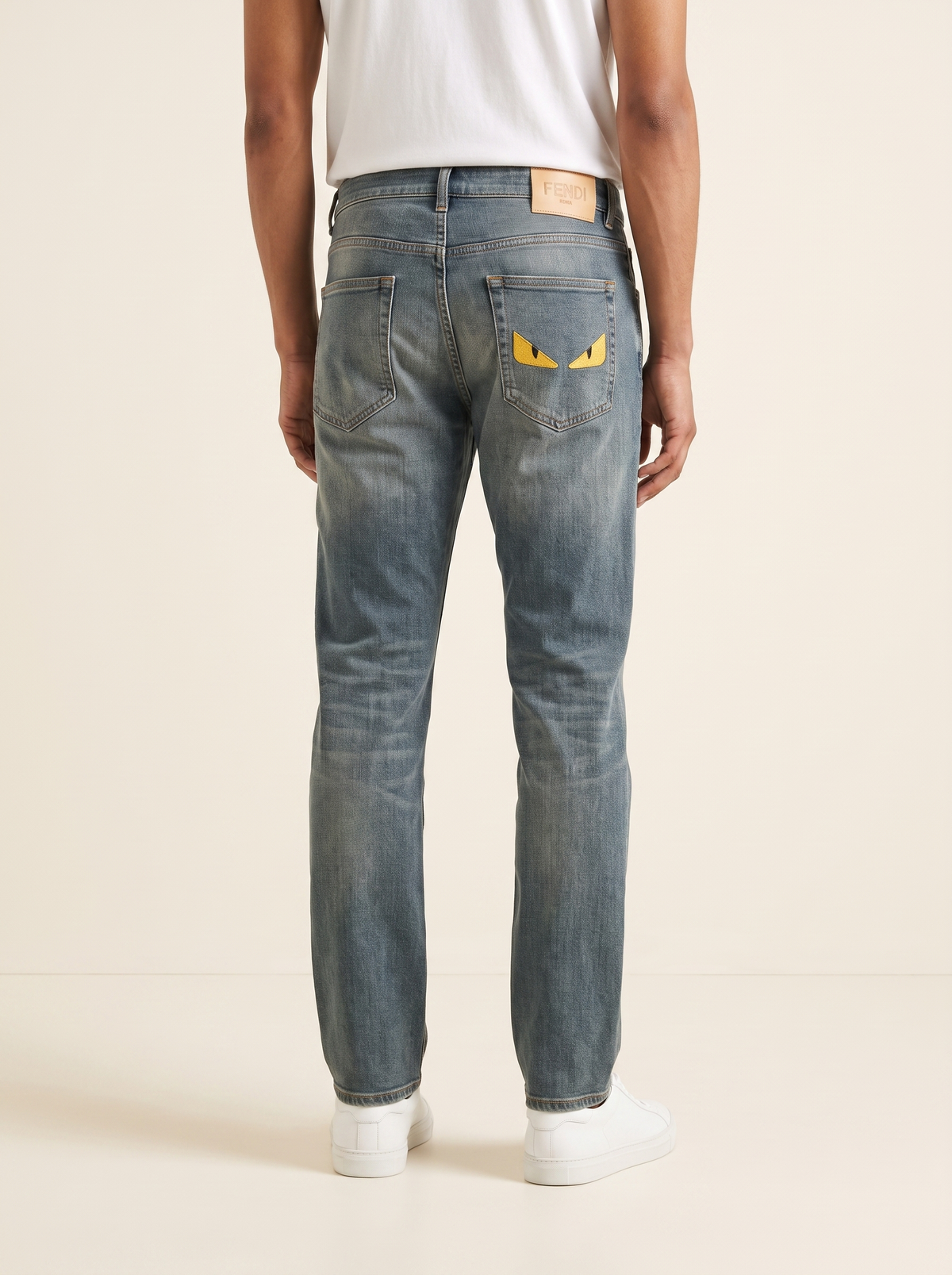 MODEL·FENDI — Monster Eyes Embroidered Denim