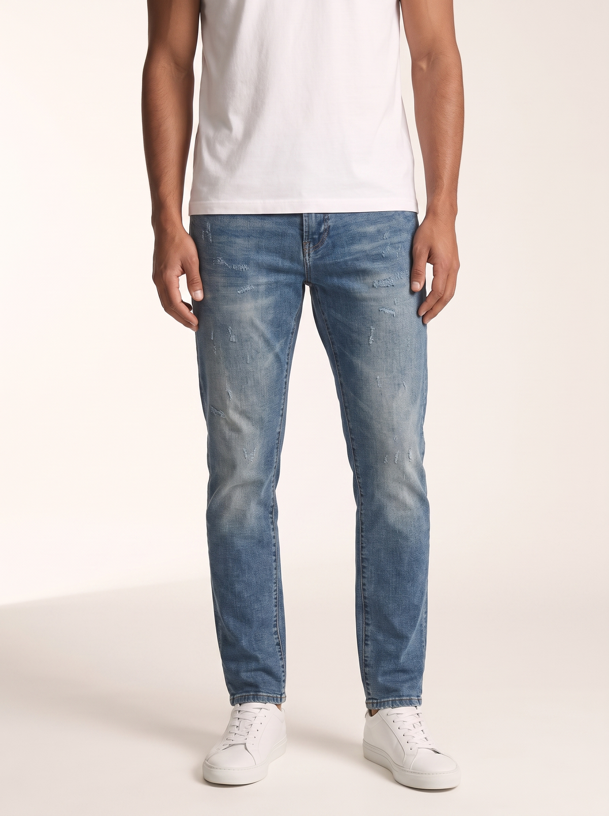MODEL·DOLCE & GABBANA — Blue Distressed Denim Slim Fit