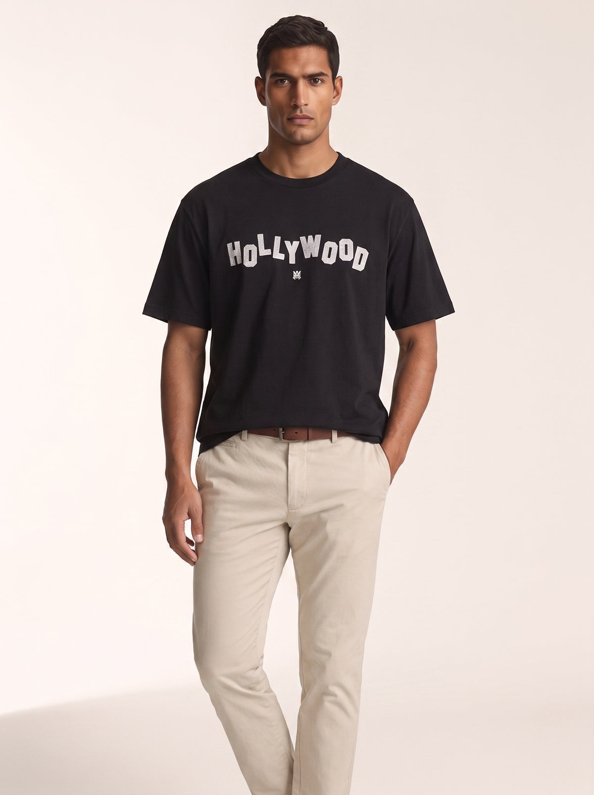 MODEL·AMIRI — HOLLYWOOD SHOTGUN OVERSIZED TEE - Black