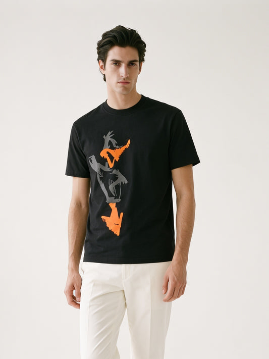 MODEL·ICEBERG — Signature Graphic Cotton T-Shirt — Jet Black