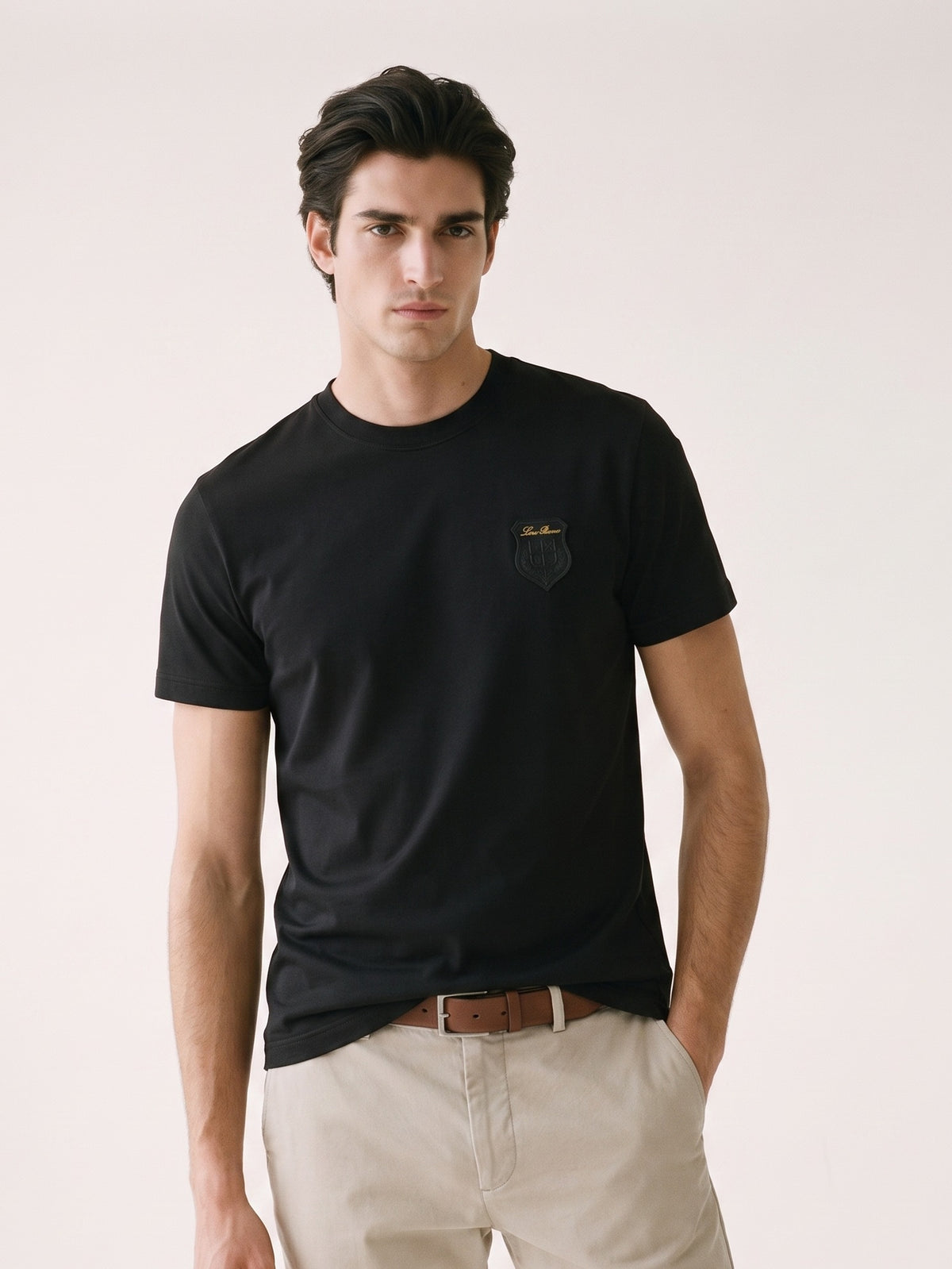 MODEL·LORO PIANA — Crest Minimal T-Shirt — Black