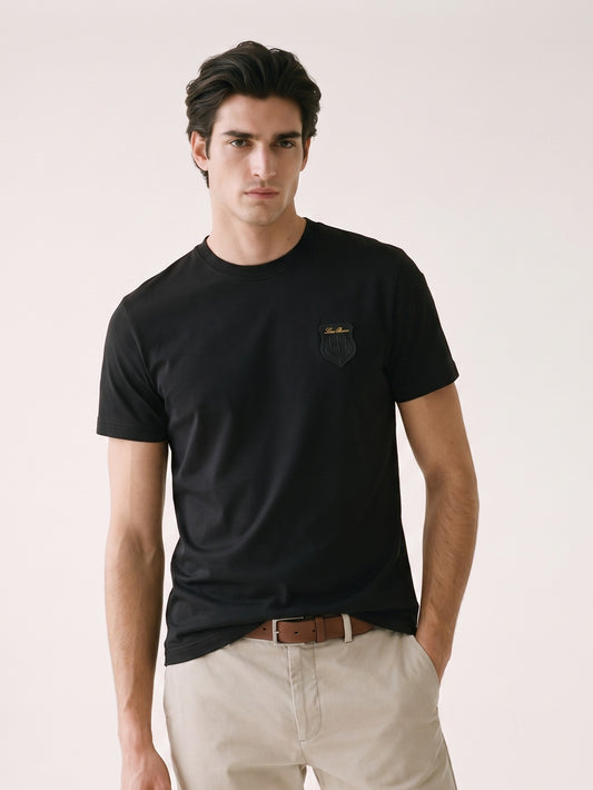 MODEL·LORO PIANA — Crest Minimal T-Shirt — Black