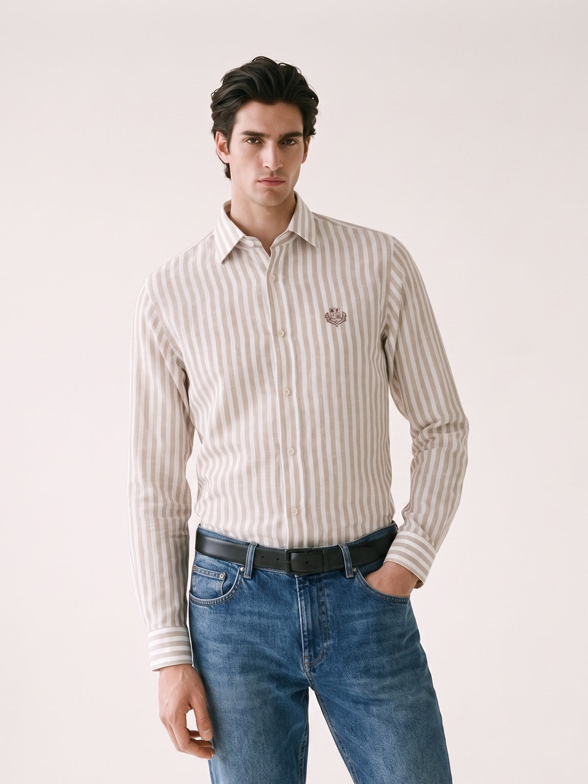 MODEL·LORO PIANA — Sandstone Stripe Shirt