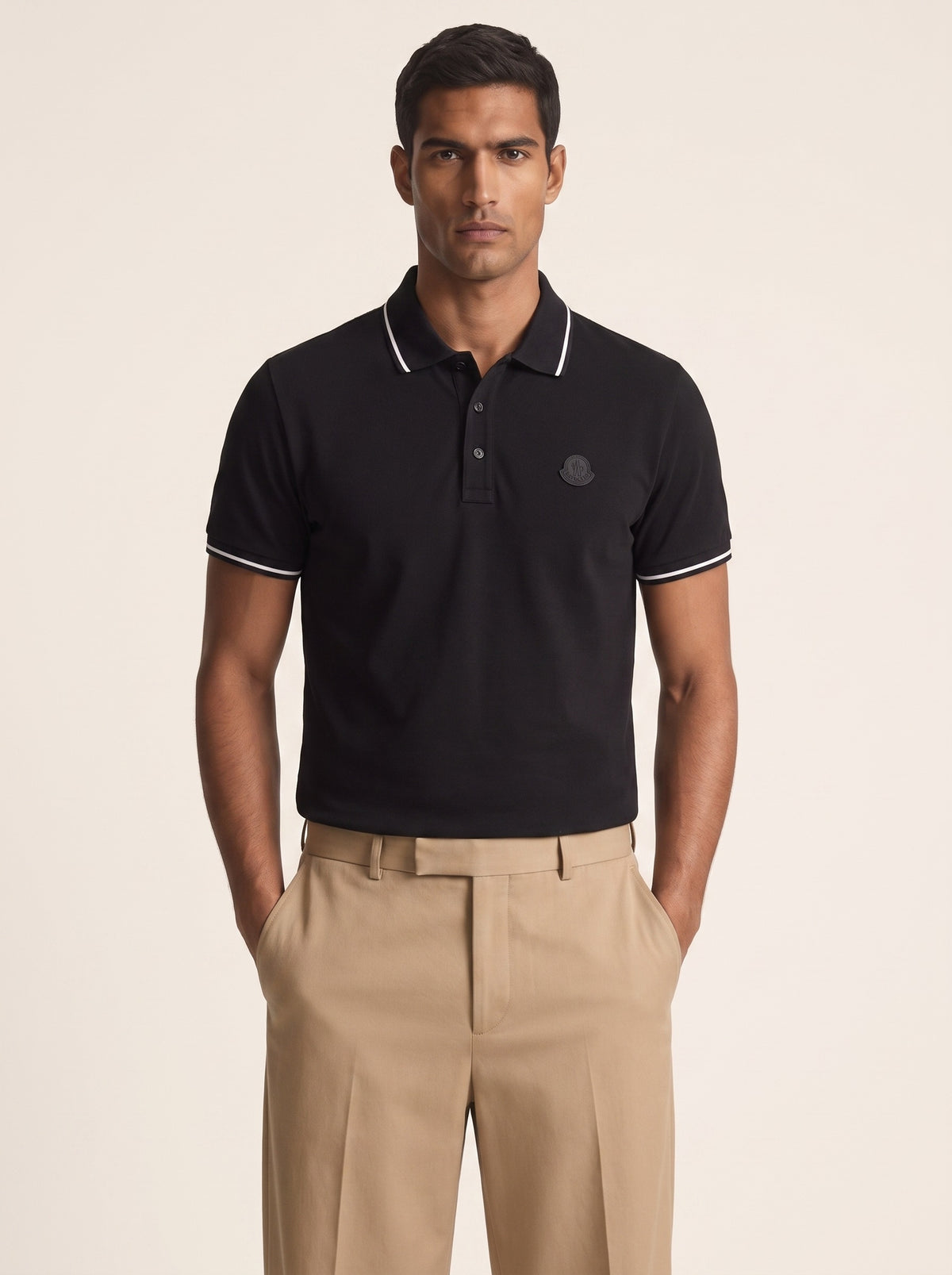 MODEL·MONCLER — Logo-appliqué polo shirt Black