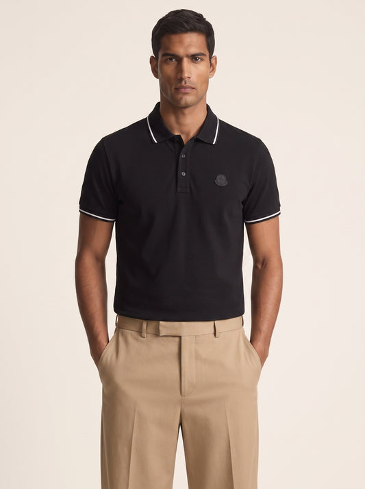 MODEL·MONCLER — Logo-appliqué polo shirt Black
