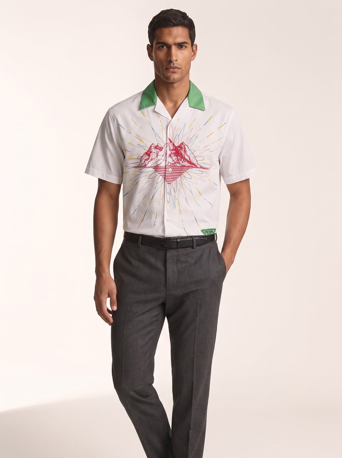 MODEL·PRADA — Printed Stamp Logo Shirt