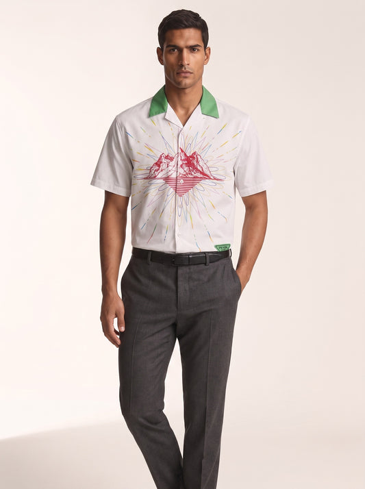 MODEL·PRADA — Printed Stamp Logo Shirt