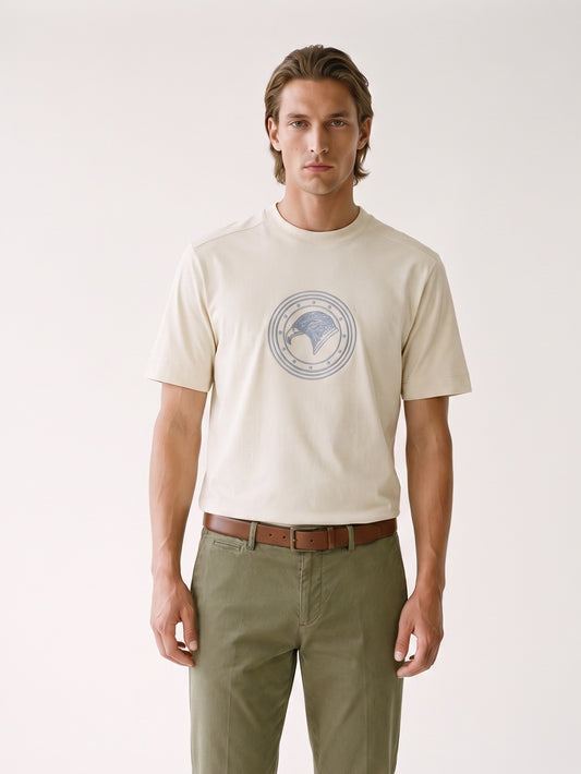 MODEL·BIANCO — Stefano Ricci Signature Graphic T-Shirt — Beige Edition
