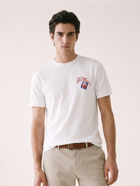 MODEL·TRUE RELIGION — Cocktail Graphic White T-Shirt