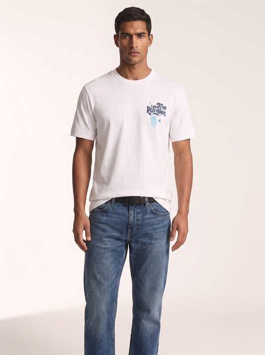 MODEL·TRUE RELIGION — Tiki Bar Graphic White T-Shirt