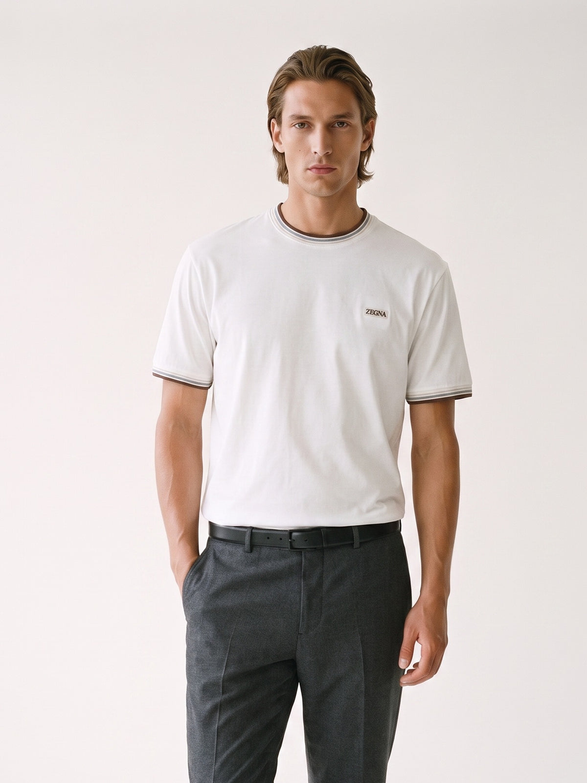 MODEL·ZEGNA — Floced T-shirt
